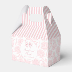 Cute pastel pink bow ribbon baby girl shower favor boxes