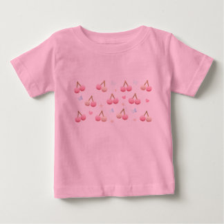 Cute Pastel Pink Cherry Pattern Baby T-Shirt