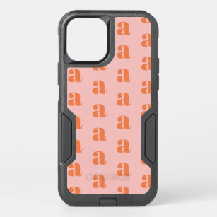 Cute Pastel Pink Coral Monogram Pattern OtterBox Commuter iPhone 12 Case