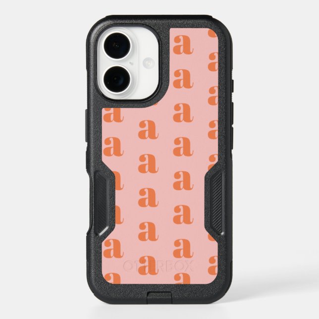 Cute Pastel Pink Coral Monogram Pattern Otterbox iPhone Case (Back)