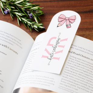 Cute Pastel Pink Cute School Pencil Bow Bookmarks