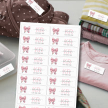 Cute Pastel Pink Cute School Pencil Bow Name