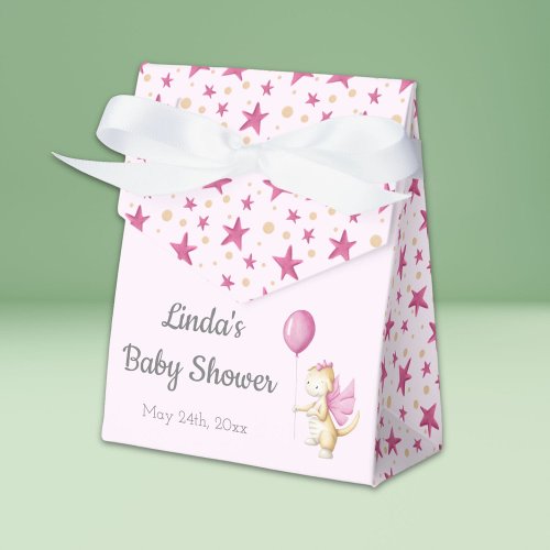 Cute Pastel Pink Dragon Baby Shower Favor Boxes
