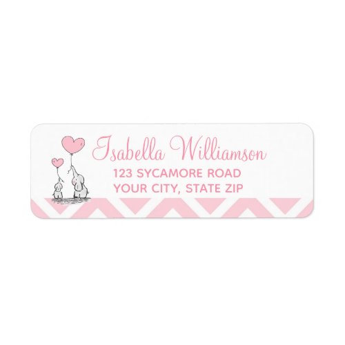 Cute Pastel Pink Elephant Personalized Label