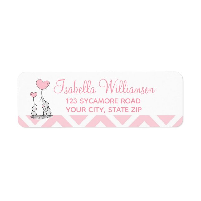 Cute Pastel Pink Elephant Personalized Label (Front)