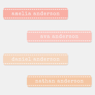 Cute Pastel Pink Faux Stitched Ribbon Kids School Labels