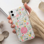Cute pastel pink floral botanical monogram Case-Mate iPhone 14 case<br><div class="desc">Feminine chic pattern monogram name initial iPhone case with watercolor colorful botanical blooms and foliage. Perfect gift for her on her birthday,  anniversary,  wedding,  bridal shower,  for a bridesmaid,  graduate,  or as a Christmas gift.</div>