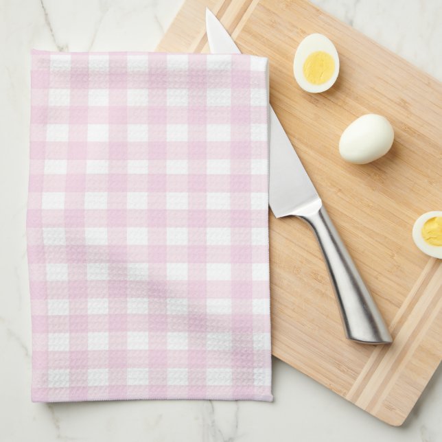Cute Pastel Pink Gingham Kitchen Towel (Quarter Fold)