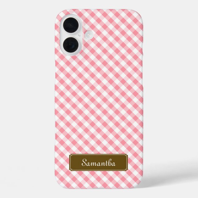 Cute Pastel Pink Gingham Pattern Case-Mate iPhone Case (Back)