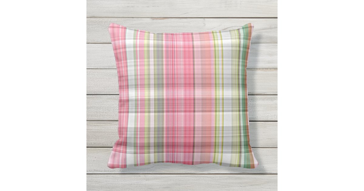 Cute Pastel Pink Green Retro Tartan Plaid Pattern Throw Pillow Zazzle Com