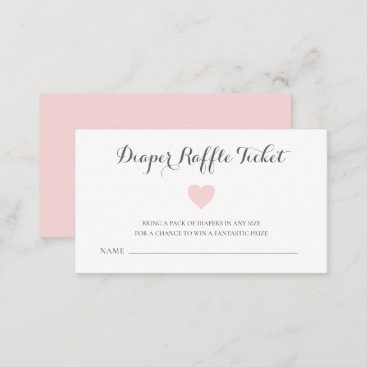 Cute Pastel Pink Heart Girl Diaper Raffle Ticket Enclosure Card