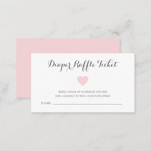 Cute Pastel Pink Heart Girl Diaper Raffle Ticket Enclosure Card