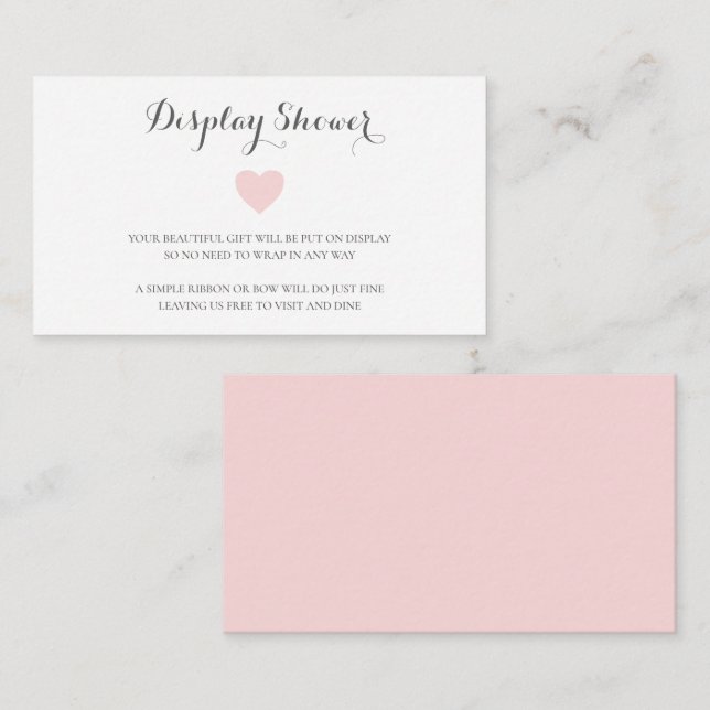 Cute Pastel Pink Heart Girl Display Shower Enclosure Card (Front/Back)