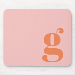 Cute Pastel Pink Orange Monogram Retro Lettering  Mouse Pad