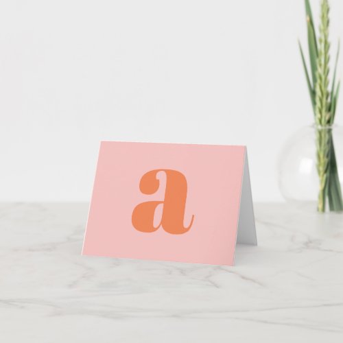 Cute Pastel Pink Orange Monogram Retro Lettering Note Card