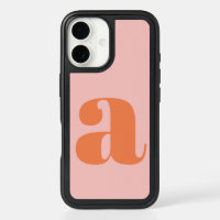 Cute Pastel Pink Orange Monogram Retro Lettering