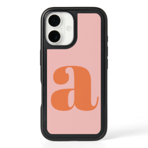 Cute Pastel Pink Orange Monogram Retro Lettering iPhone 16 Case