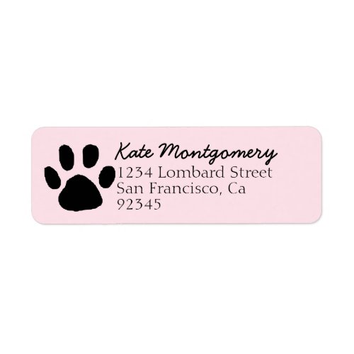 Cute Pastel Pink Paw Print Return Address Label