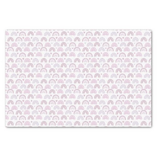 Cute Pastel Pink Rainbows Hearts  Stars pattern Tissue Paper