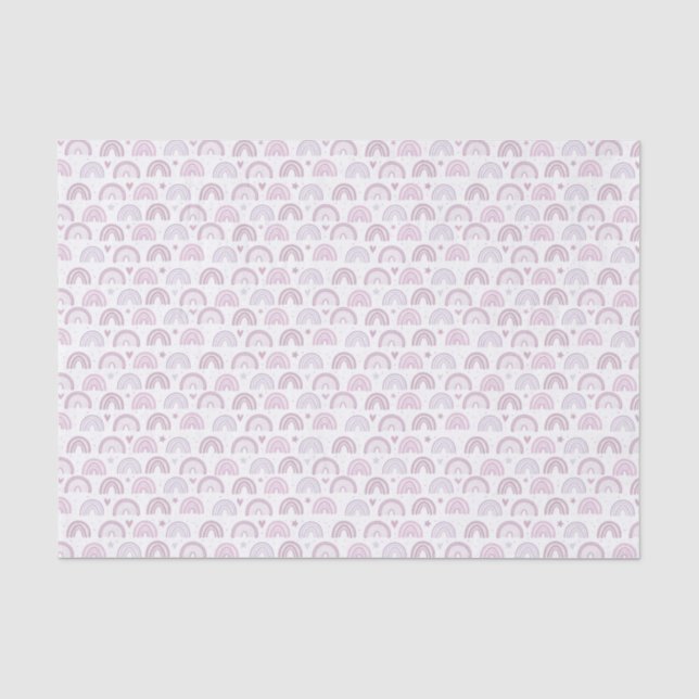 Cute Pastel Pink Rainbows Hearts & Stars pattern Tissue Paper (Front)