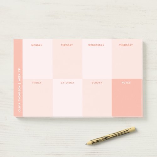 Cute Pastel Pink School Weekly Planner  Post_it Notes