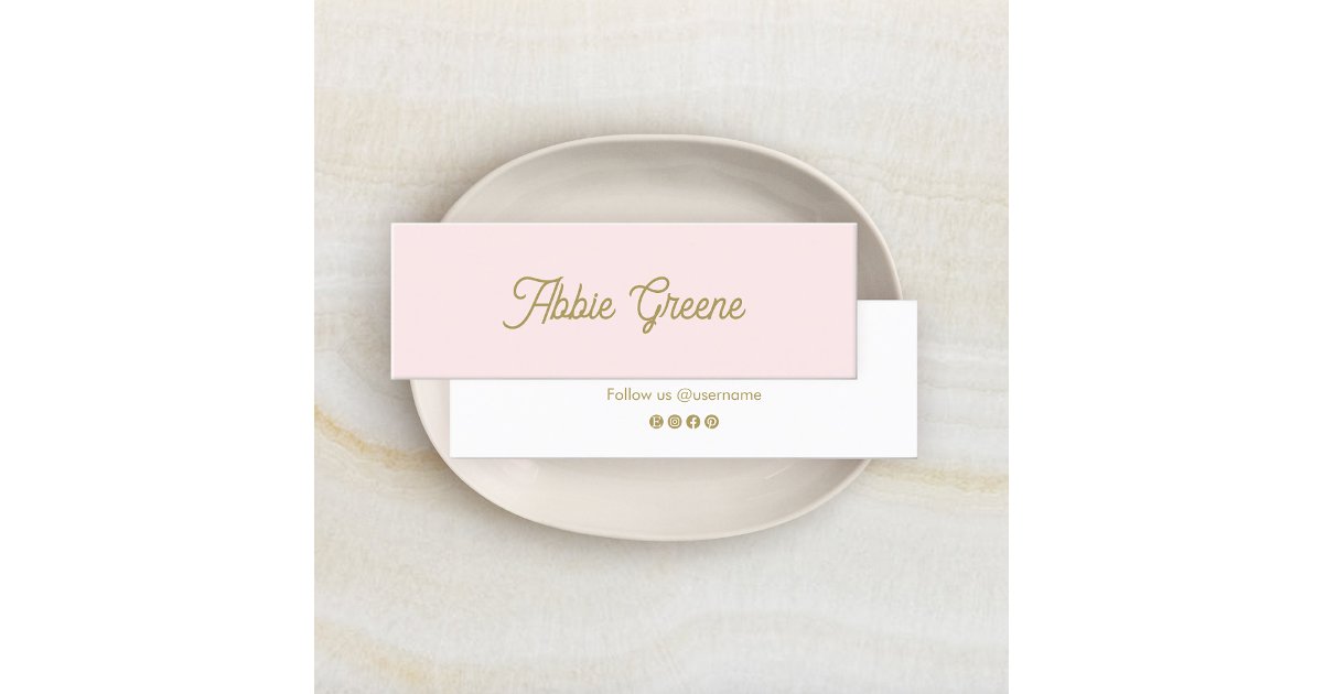 Cute Pastel Pink Script Beauty Mini Business Card | Zazzle