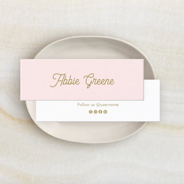 Cute Pastel Pink Script Beauty Mini Business Card | Zazzle