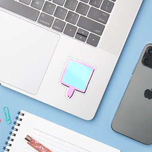 Cute Pastel Pink Square Handheld Mirror Sticker