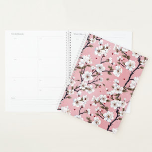 Cute Pastel Pink White Sakura Tree Branch Asian Planner