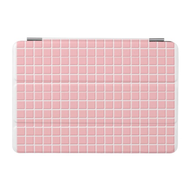 Cute Pastel Pink WhiteFaux Square Tiles Pattern iPad Mini Cover (Horizontal)