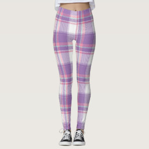 Cute Pastel Plaid Print Leggings