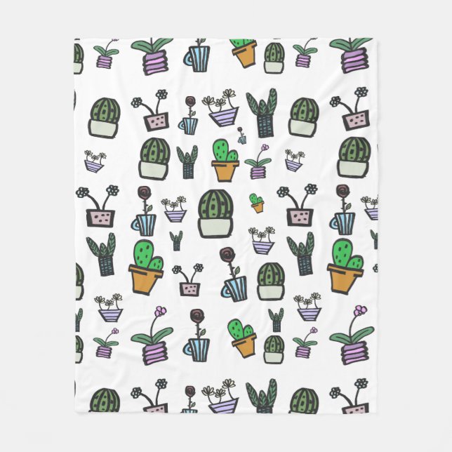 Cute Pastel Plants Fleece Blanket (Front)