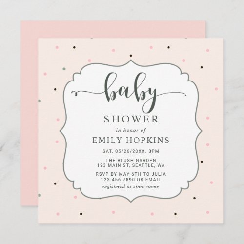Cute Pastel Polka Dot Girl Baby Shower Square Invitation