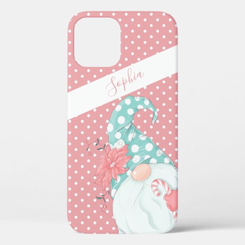 Cute Pastel Polka Dot Merry Christmas Gnome Case_M iPhone 12 Pro Case