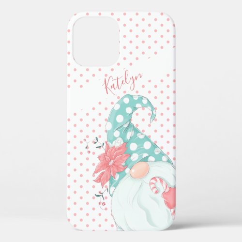 Cute Pastel Polka Dot Merry Christmas Gnome iPhone 12 Pro Case