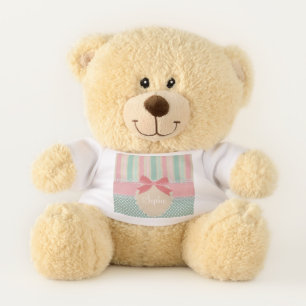 Cute Pastel Polka Dot & Stripes Design Teddy Bear