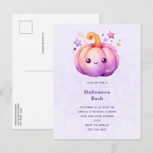 Cute Pastel Pumpkin Halloween Invitation Postcard