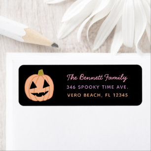 Cute Pastel Pumpkin Halloween Return Address Black Label