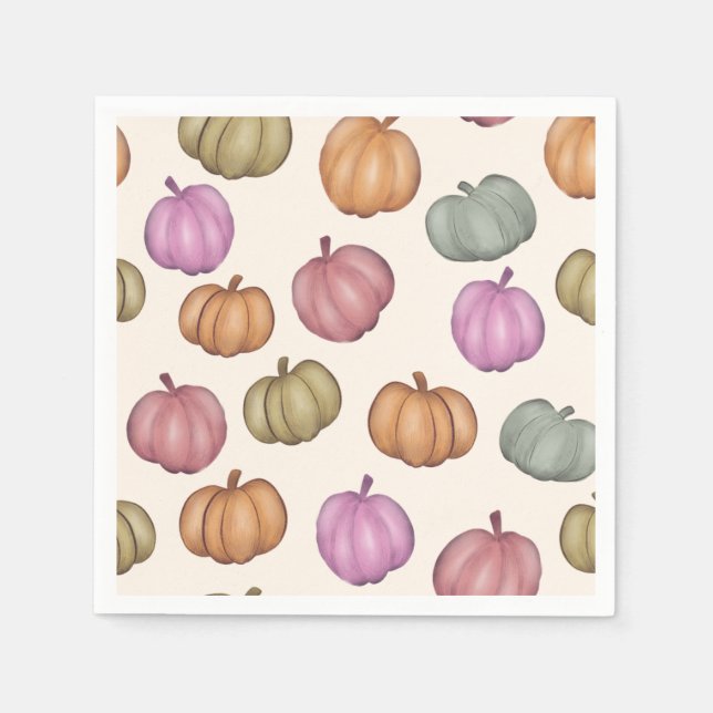 Cute Pastel Pumpkin Pastel Pattern Party Napkins (Front)