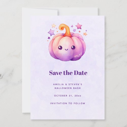 Cute Pastel Pumpkin with Stars Autumn Season Save The Date