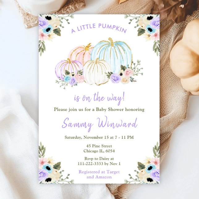 Cute Pastel Pumpkins Baby Shower Invitation (Creator Uploaded)