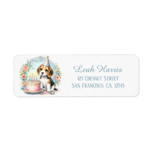Cute Pastel Puppy Beagle - Birthday Address  Label