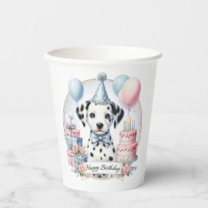 Cute Pastel Puppy Dalmatian - Birthday  Paper Cups