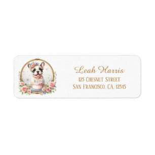 Cute Pastel Puppy French Bulld - Birthday Address Label
