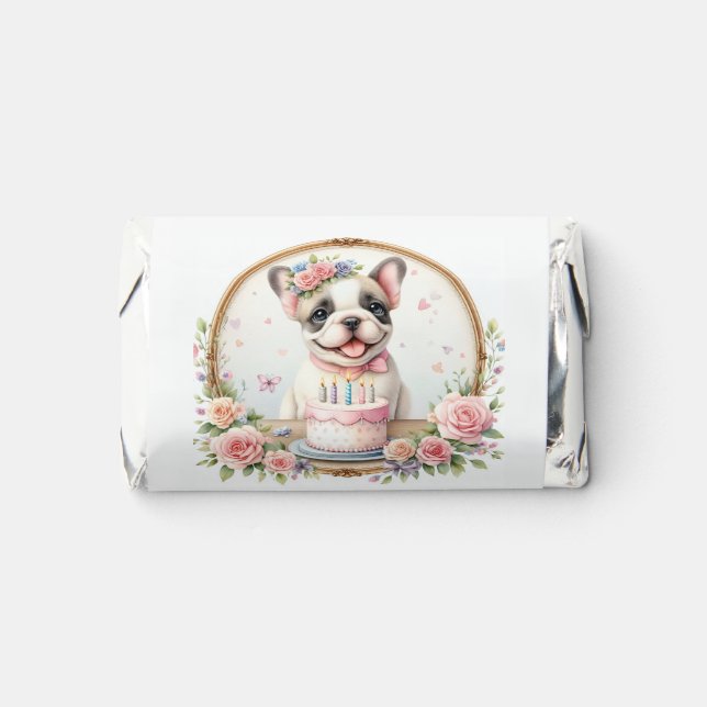 Cute Pastel Puppy French Bulldog - Birthday  Hershey's Miniatures (Front)