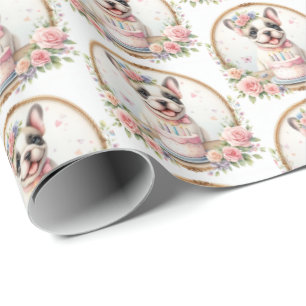 Cute Pastel Puppy French Bulldog - Birthday Wrapping Paper
