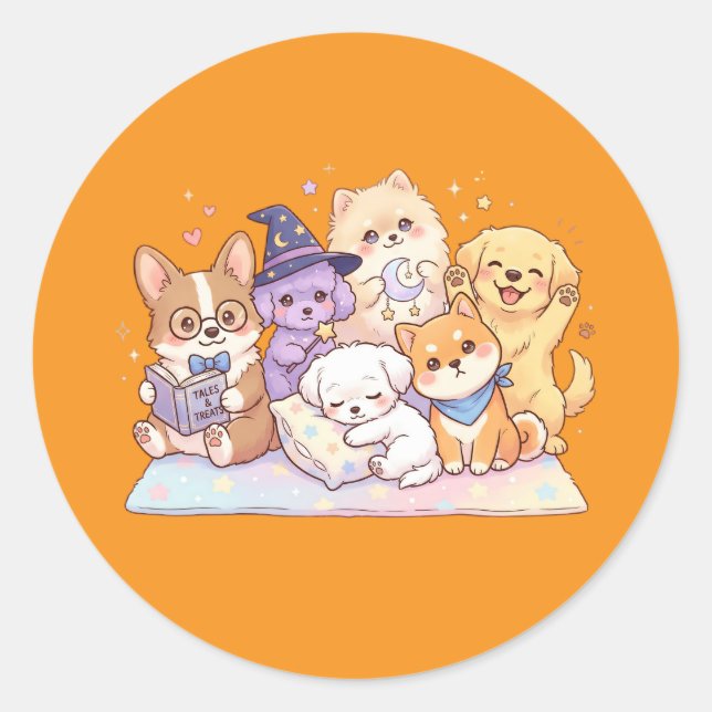 Cute Pastel Puppy Friends Sticker Sheet (Front)