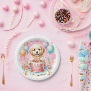 Cute Pastel Puppy Labrador - Birthday Paper Plates