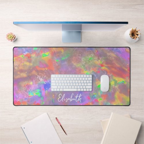    Cute Pastel Purple Colorful Opal Girly Add Name Desk Mat