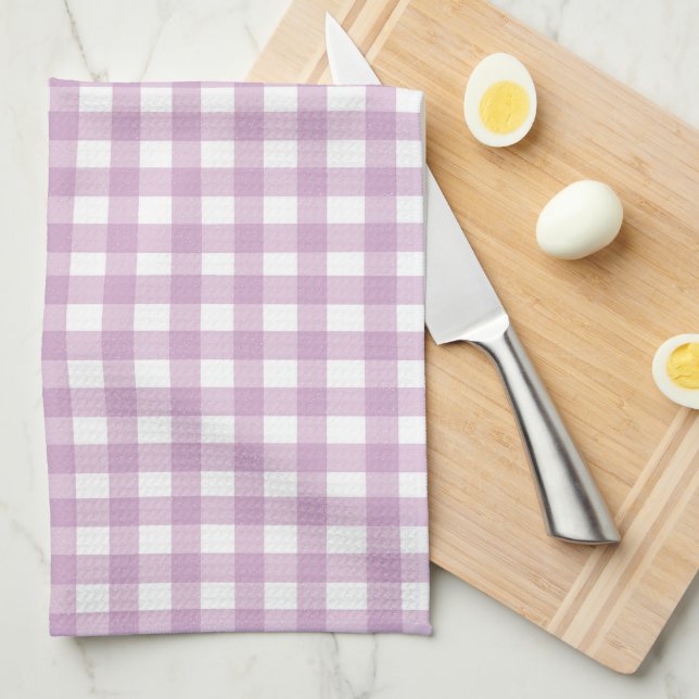 Cute Pastel Purple Gingham Kitchen Towel (Quarter Fold)